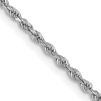 14K White Gold 20" Diamond-Cut Rope Chain Necklace with Lobster Clasp - 1.5mm Width