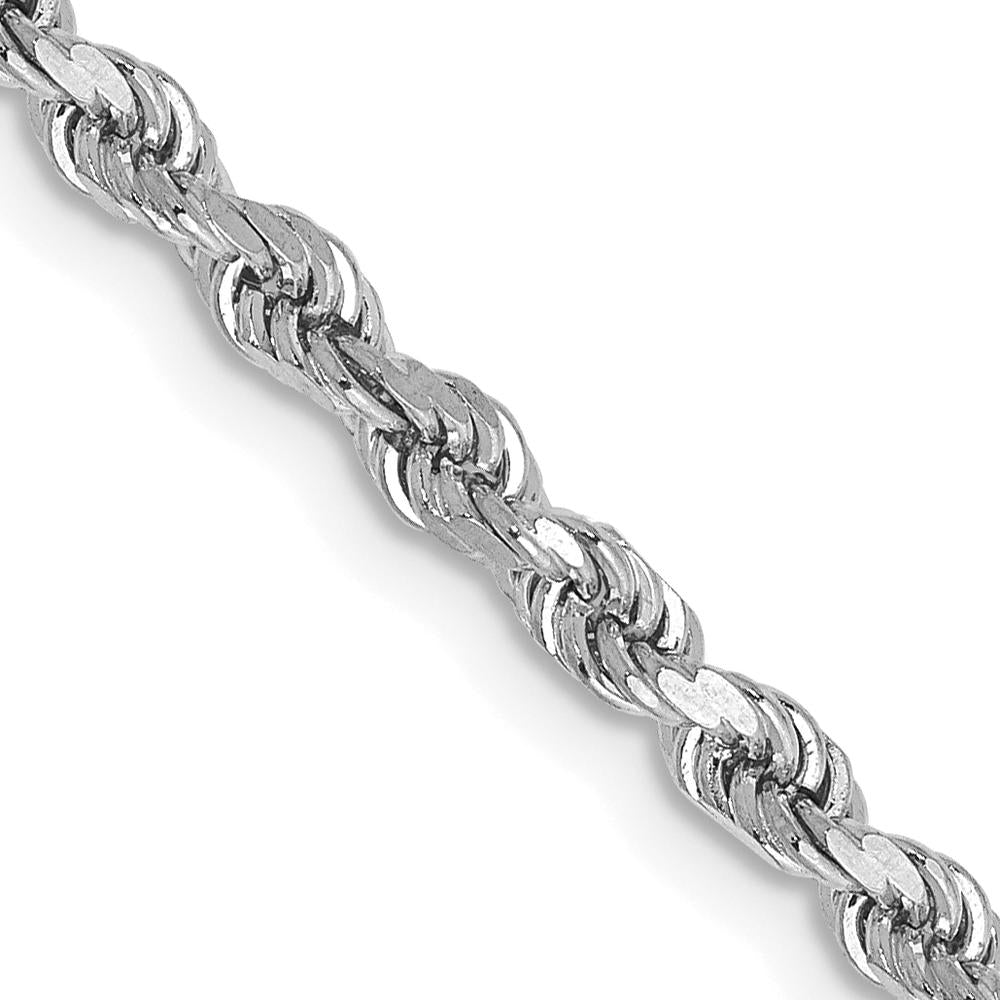 14K White Gold 20" Diamond-Cut Rope Chain Necklace with Lobster Clasp - 2.75mm Width