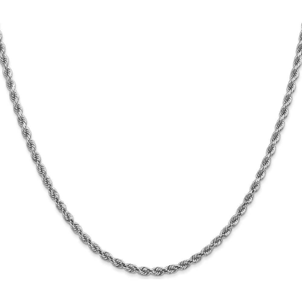 14K White Gold 20" Diamond-Cut Rope Chain Necklace with Lobster Clasp - 2.75mm Width