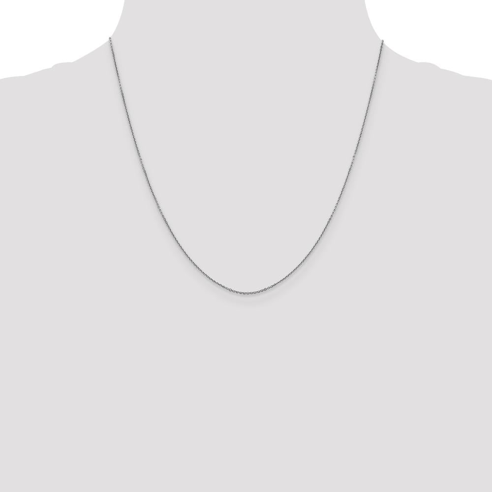 14K White Gold 20" Diamond-Cut Round Open Link Cable Chain with Lobster Clasp - 0.9mm Width by Monteluci Fine Jewelry