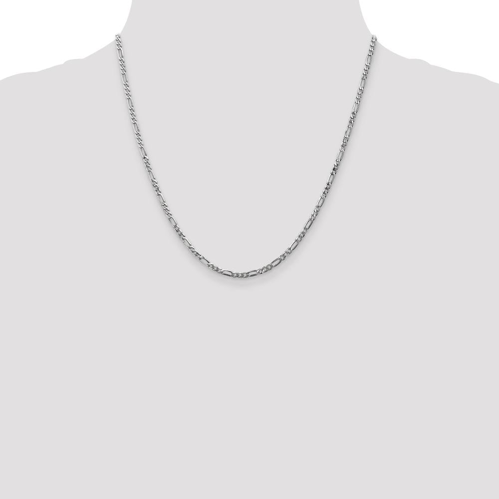 14K White Gold 20" Flat Figaro Chain - 2.75mm Width with Lobster Clasp by 0