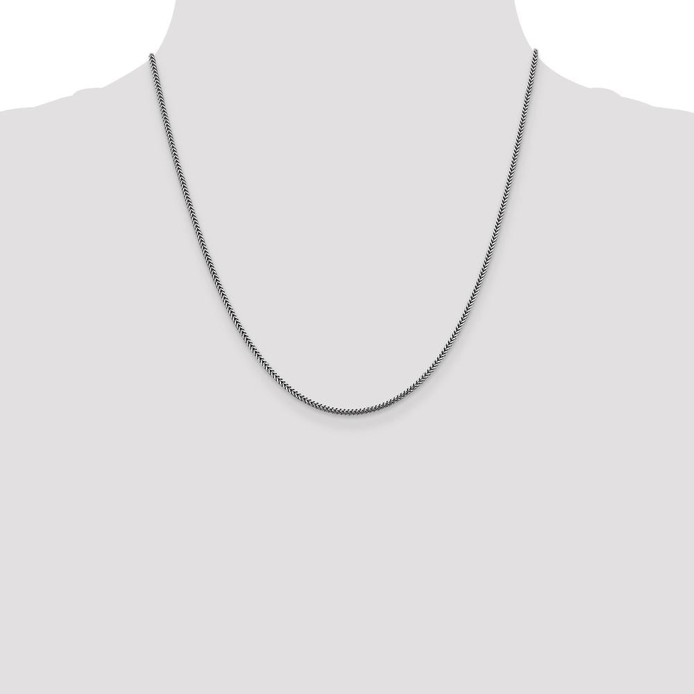 14K White Gold 20" Franco Chain with Lobster Clasp - Polished Finish by Oro Pregiato