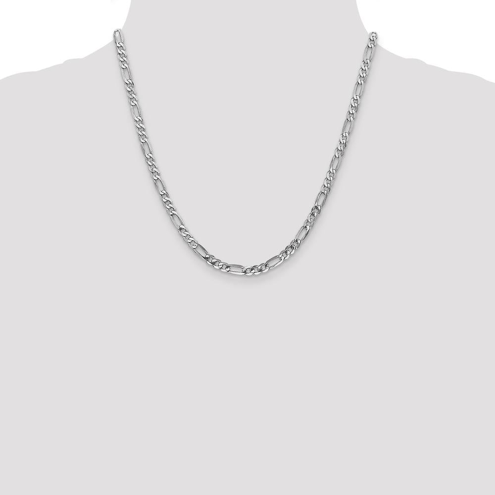 14K White Gold 20-Inch 4.5mm Flat Figaro Chain with Lobster Clasp by 0