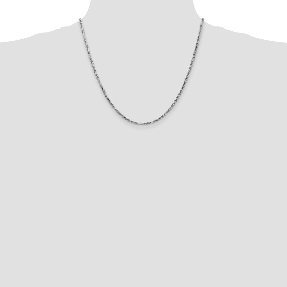 14K White Gold 20-Inch Diamond-Cut Milano Rope Chain - 2.5mm Width by Oro Pregiato