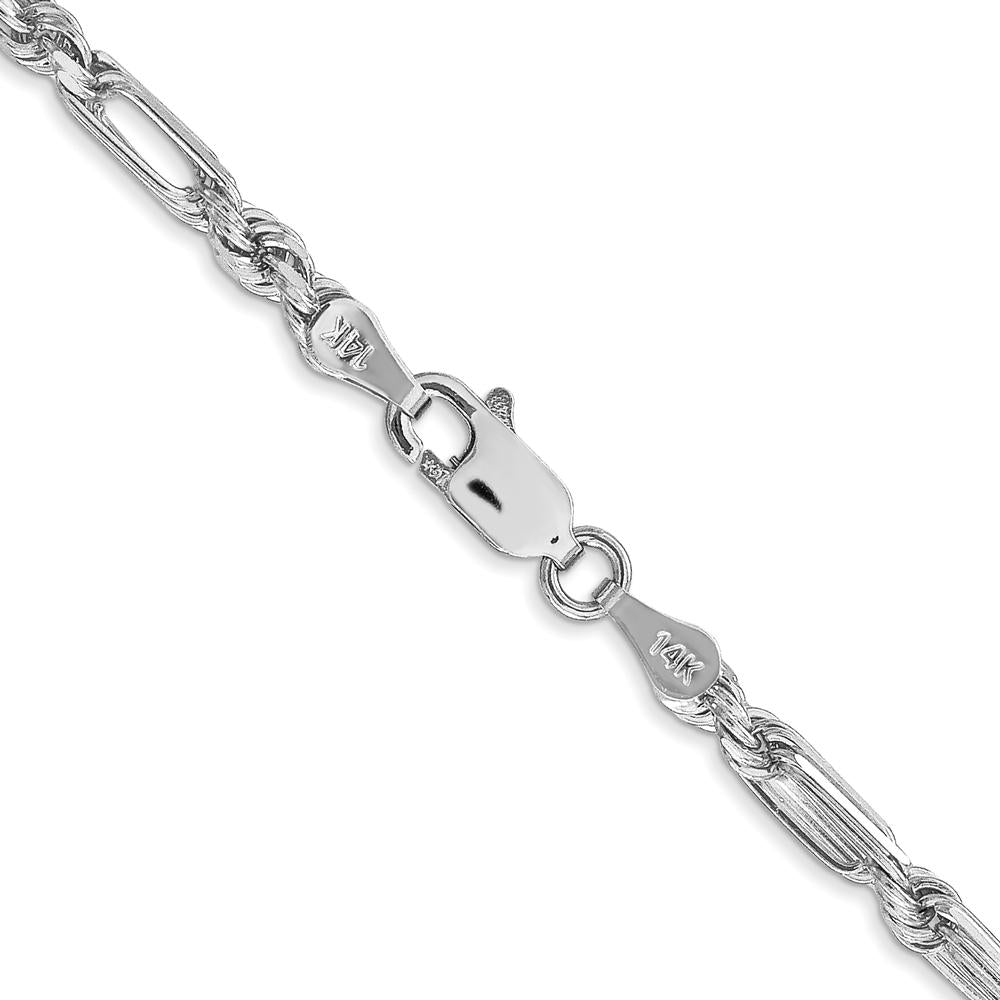 14K White Gold 20-inch Diamond-Cut Milano Rope Chain - 3mm Width by Oro Pregiato