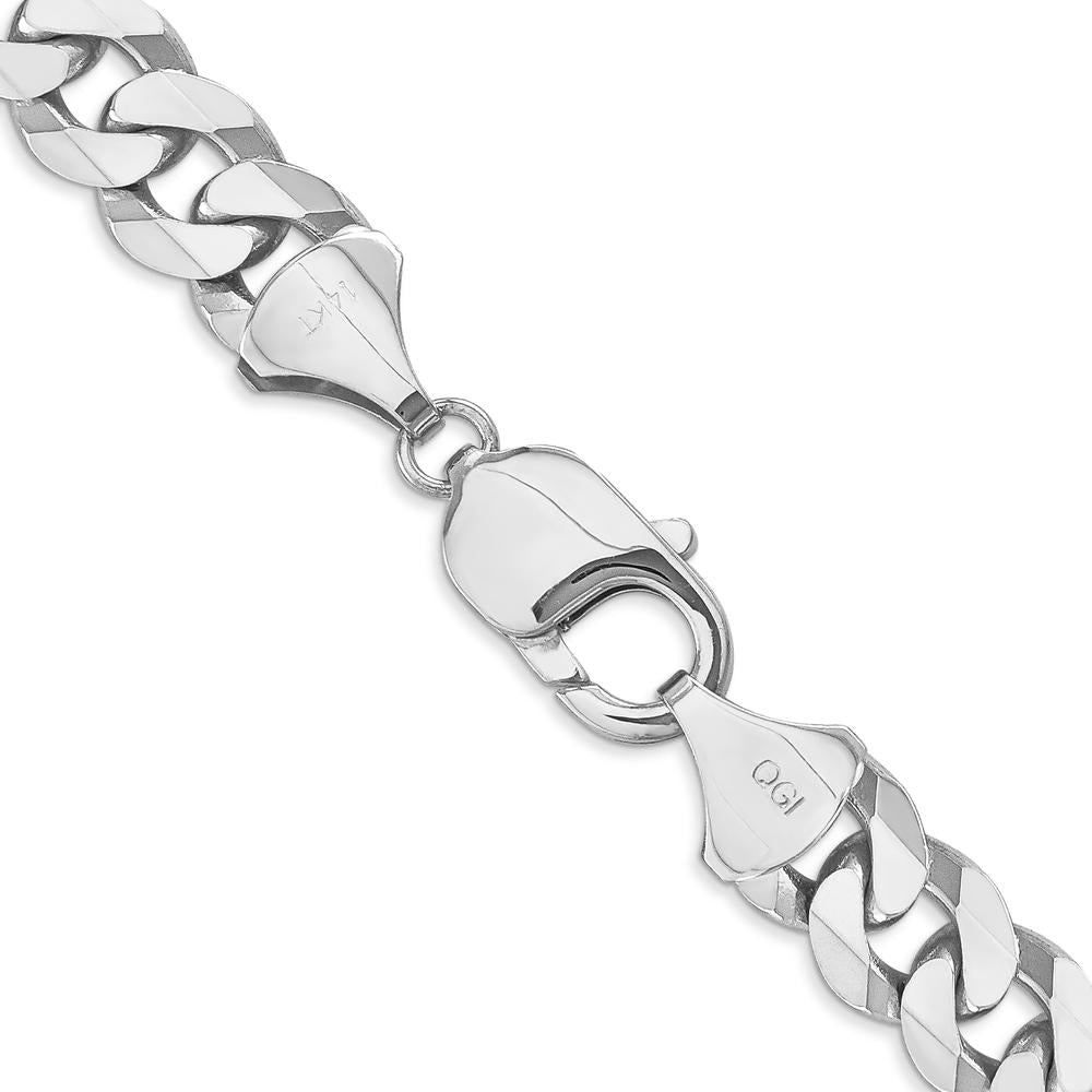 14K White Gold 20-Inch Flat Beveled Curb Chain with Polished Rhodium Finish by 0