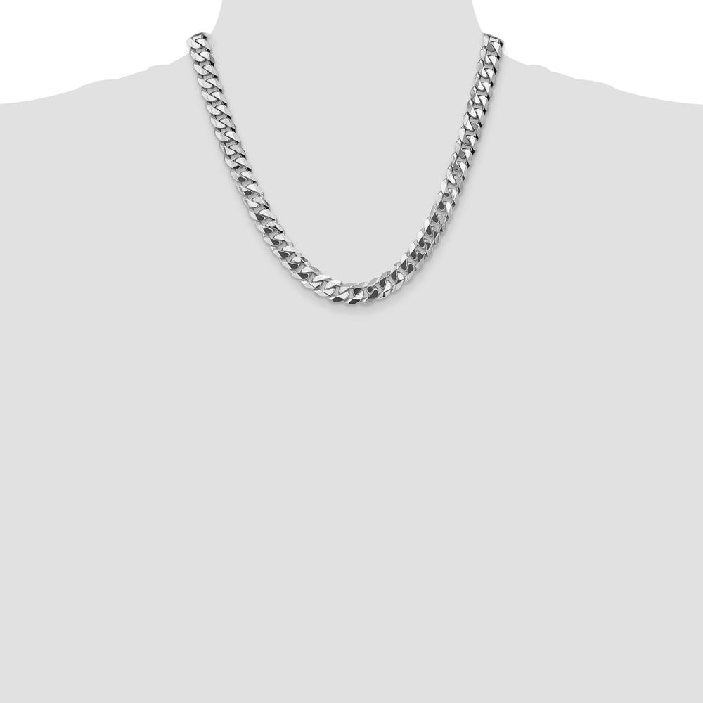 14K White Gold 20-Inch Flat Beveled Curb Chain with Polished Rhodium Finish by 0