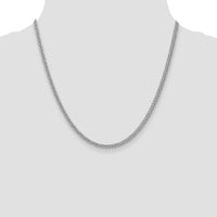 14K White Gold 20-inch Semi-Solid 3-Wire Wheat Chain with Rhodium Plating - 2.6mm Width by IBGoodman
