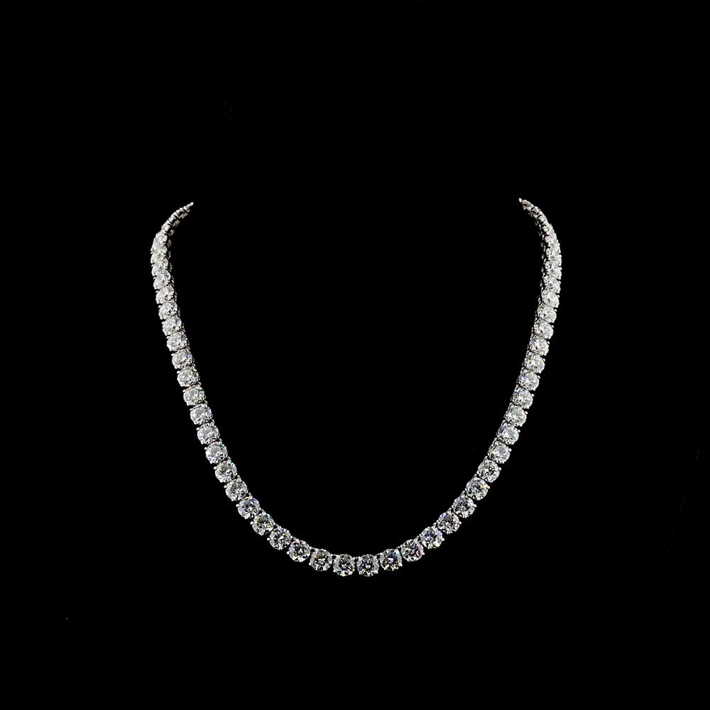 14K White Gold 20-Inch Tennis Necklace with Prong Set Round Lab-Grown Diamonds (E-F VS) - 52.25 Carat Total Diamond Weight - Covaloro Fine Jewelry