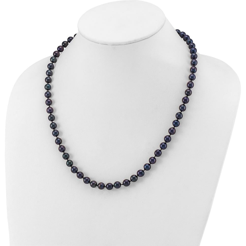 14K White Gold 20" Necklace with 7-8mm Black Akoya Cultured Pearls by Monteluci Fine Jewelry