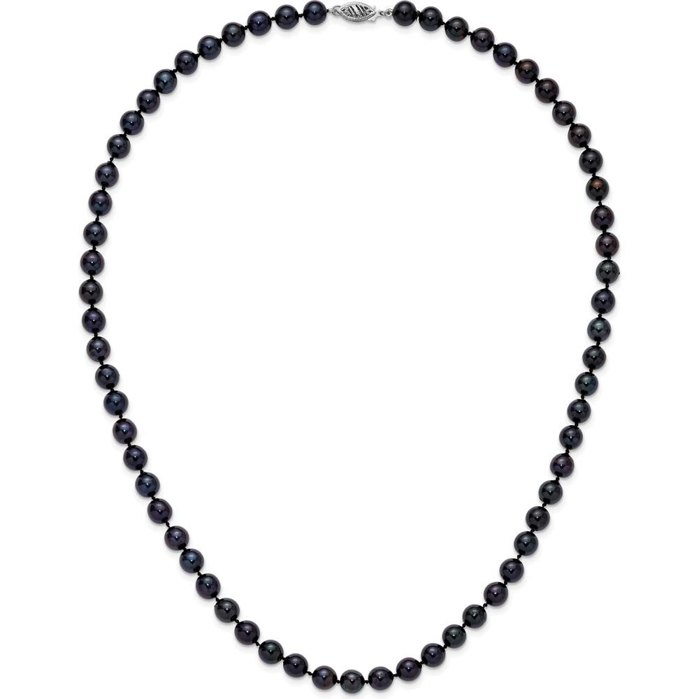 14K White Gold 20" Necklace with 7-8mm Black Akoya Cultured Pearls by Monteluci Fine Jewelry