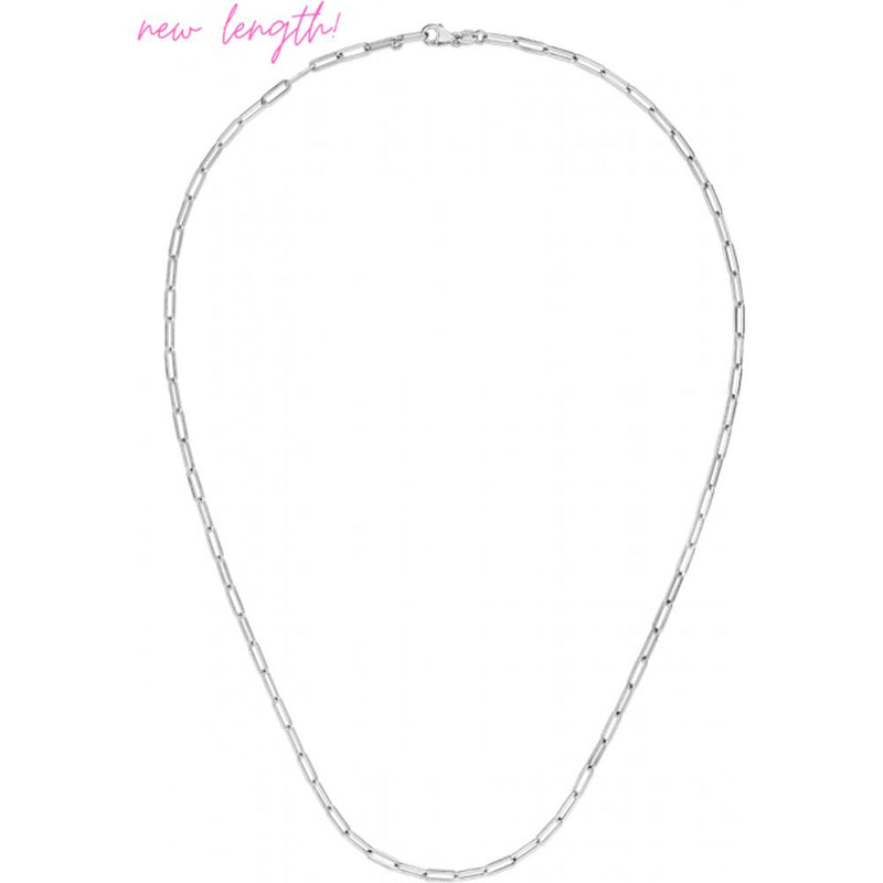 14K White Gold 20" Paperclip Chain Necklace with Lobster Clasp - 2.5mm by Orozza Fine Jewelry
