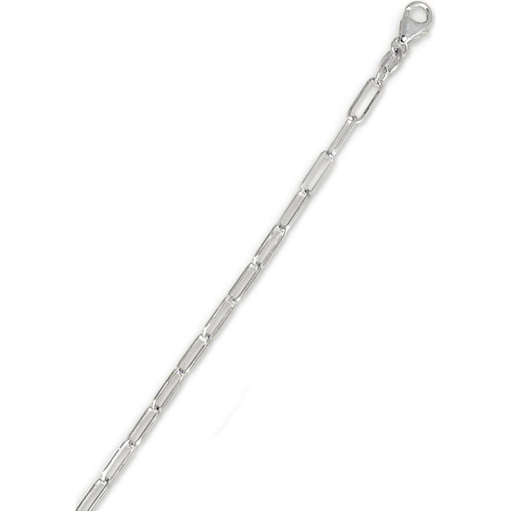 14K White Gold 20" Paperclip Chain Necklace with Lobster Clasp - 2.5mm by Orozza Fine Jewelry
