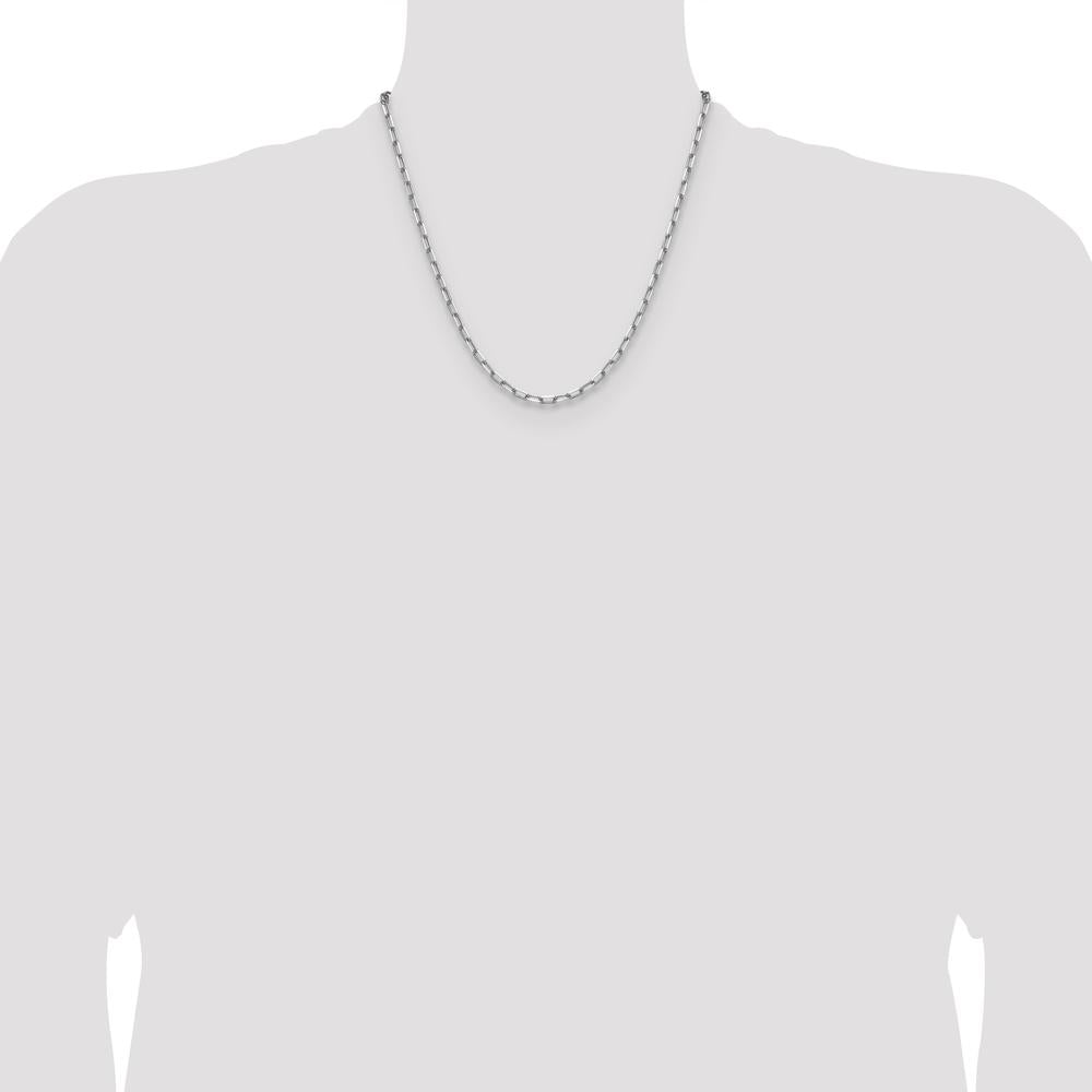 14K White Gold 20" Paperclip Chain with Beveled Edges - Polished Finish by Oro Pregiato