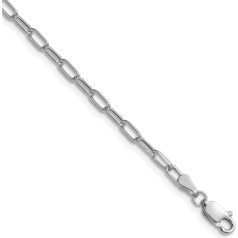 14K White Gold 20" Paperclip Chain with Beveled Links and Lobster Clasp by Oro Pregiato