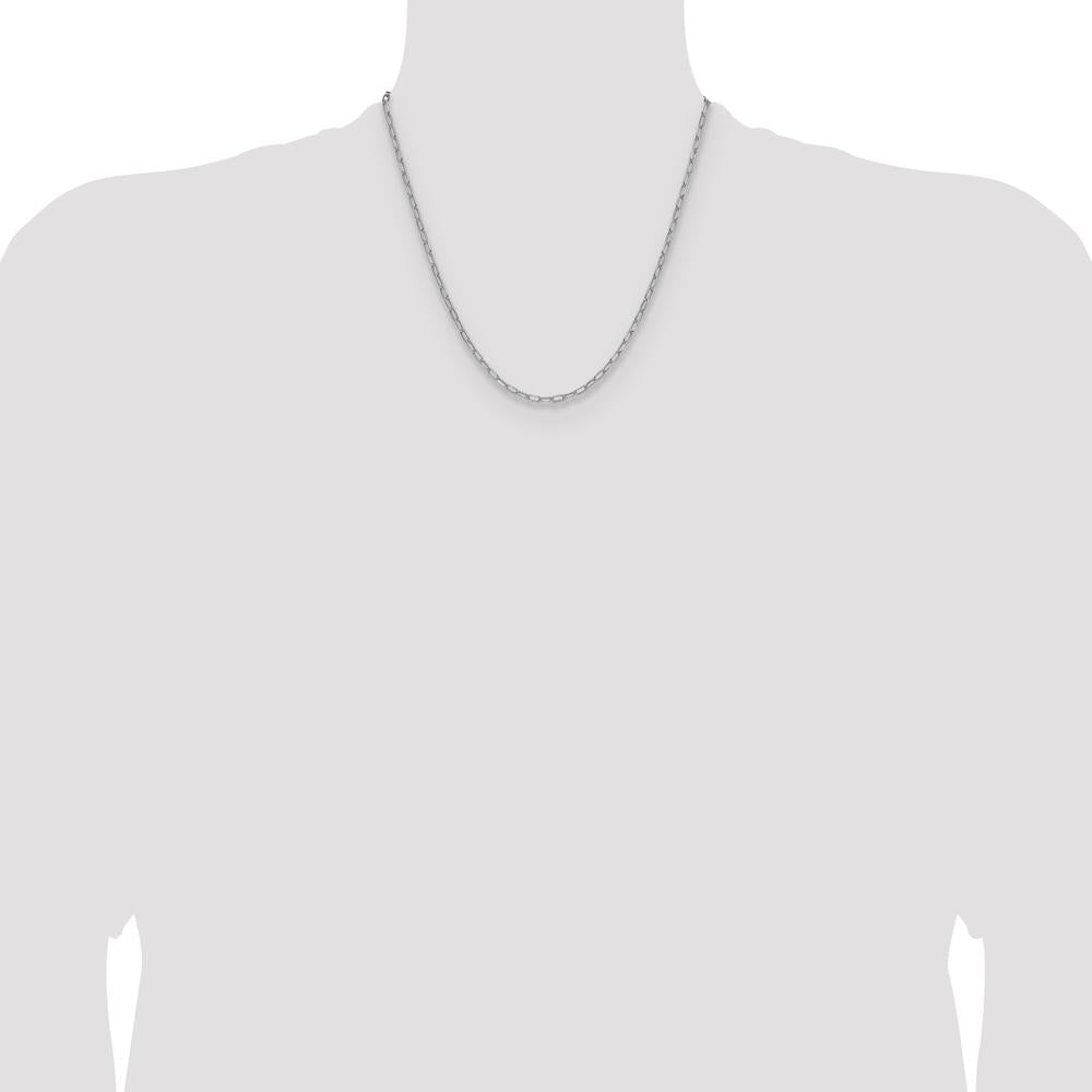 14K White Gold 20" Paperclip Chain with Beveled Links and Lobster Clasp by Oro Pregiato
