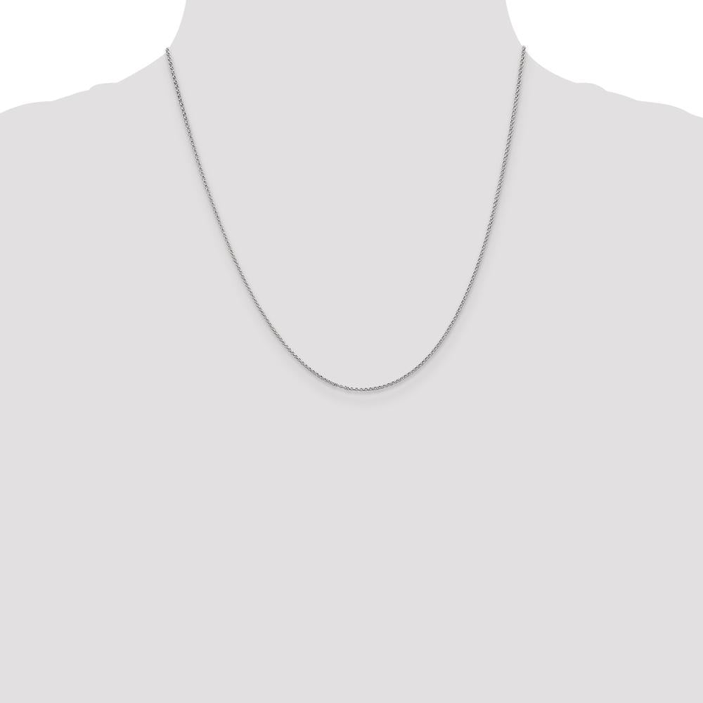 14K White Gold 20" Rolo Pendant Chain with Lobster Clasp - 1.15mm Width by Oro Pregiato