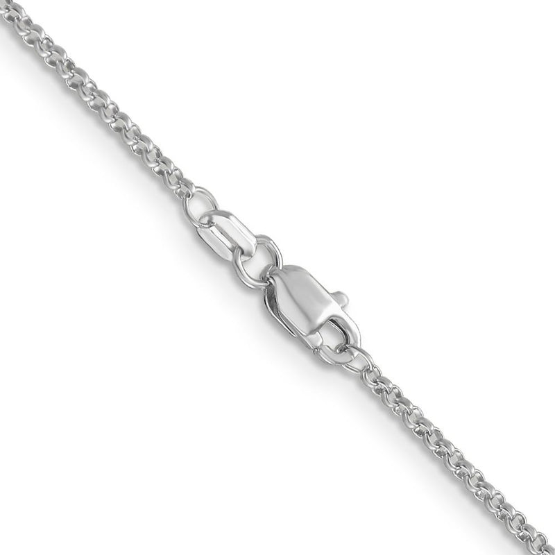 14K White Gold 20" Rolo Pendant Chain with Lobster Clasp - Polished & Rhodium Plated Finish by Oro Pregiato