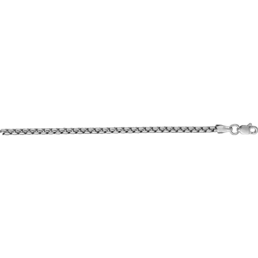 14K White Gold 20" Round Box Chain with Polished Finish by Orozza Fine Jewelry