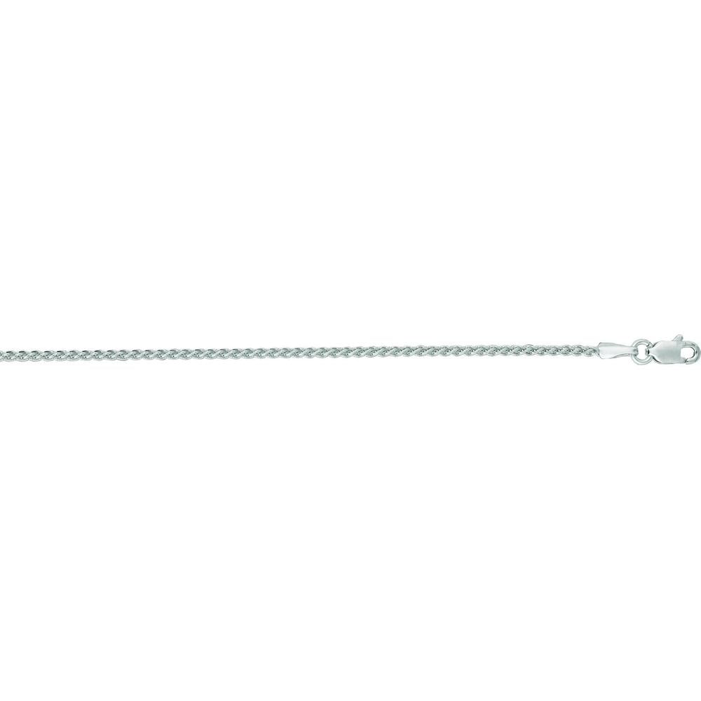 14K White Gold 20" Round Wheat Chain Necklace - 1.5mm Width by Orozza Fine Jewelry