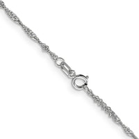 14K White Gold 20" Singapore Chain with Rhodium Plating - Polished 1.4mm Solid Gold Design by Oro Pregiato