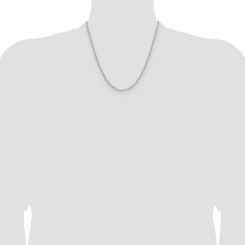 14K White Gold 20" Solid Beveled Paperclip Chain Necklace - 3.0mm Width by Oro Pregiato