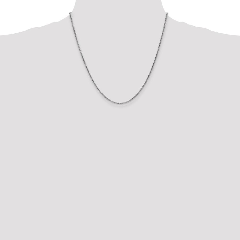 14K White Gold 20" Spiga Chain with Lobster Clasp - 1.7mm Width by Oro Pregiato