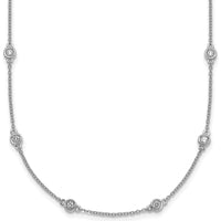 14K White Gold 20-Station Diamond Bezel-Set Cable Chain Necklace - 3/4 Carat Total Diamond Weight by Oro Pregiato