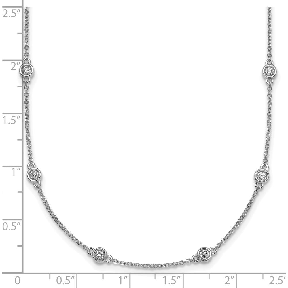 14K White Gold 20-Station Diamond Bezel-Set Cable Chain Necklace - 3/4 Carat Total Diamond Weight by Oro Pregiato