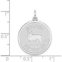 14K White Gold 20mm Engravable Golden Retriever Disc Pendant by Oro Pregiato