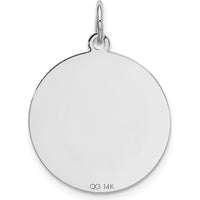 14K White Gold 20mm Engravable Golden Retriever Disc Pendant by Oro Pregiato