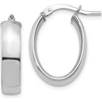 14K White Gold 20mm High Polished Oval Hoop Earrings by 0