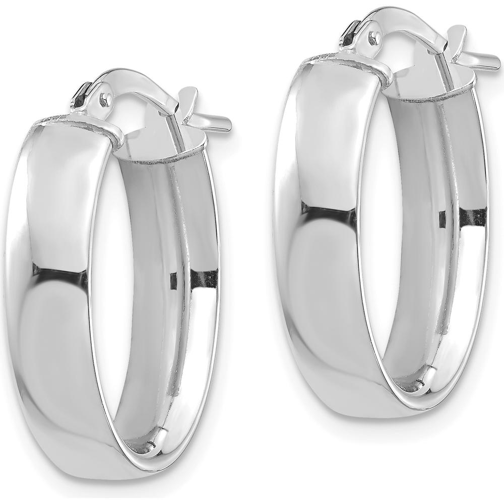 14K White Gold 20mm High Polished Oval Hoop Earrings by 0