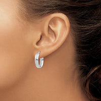 14K White Gold 20mm High Polished Oval Hoop Earrings by 0