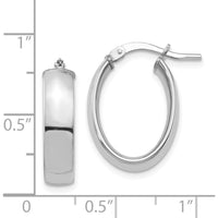 14K White Gold 20mm High Polished Oval Hoop Earrings by 0