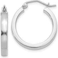 14K White Gold 20mm Polished Rectangle Tube Hoop Earrings by 0