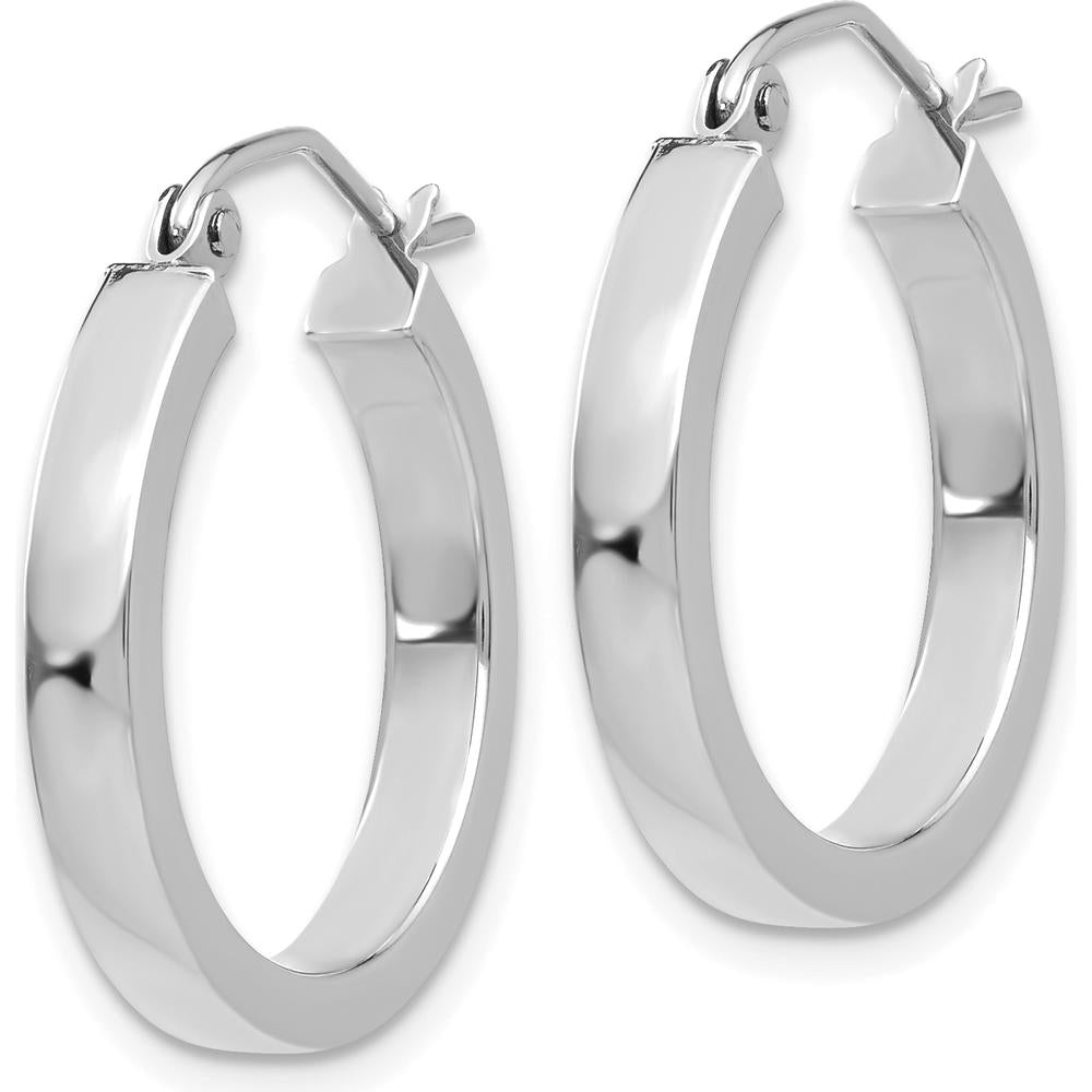 14K White Gold 20mm Polished Rectangle Tube Hoop Earrings by 0