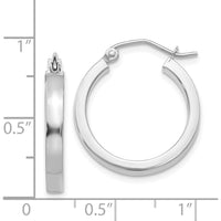 14K White Gold 20mm Polished Rectangle Tube Hoop Earrings by 0