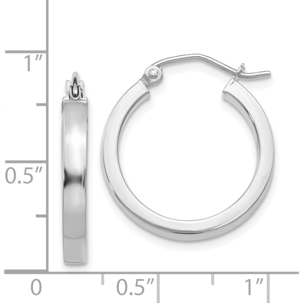 14K White Gold 20mm Polished Rectangle Tube Hoop Earrings by 0