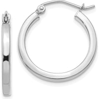14K White Gold 20mm Square Tube Hoop Earrings with Polished Finish and Rhodium Plating by 0