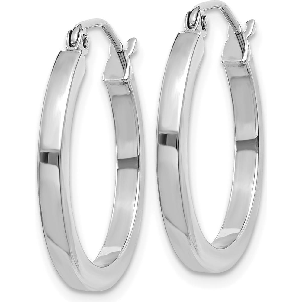 14K White Gold 20mm Square Tube Hoop Earrings with Polished Finish and Rhodium Plating by 0