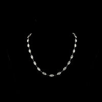14K White Gold 21.19 Carat East-West Moval Cut Lab Diamond Station Necklace with 25 Prong Set Stones - E-F VS1 Quality - Covaloro Fine Jewelry