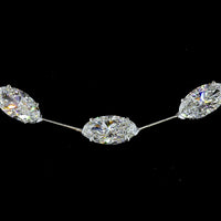 14K White Gold 21.19 Carat East-West Moval Cut Lab Diamond Station Necklace with 25 Prong Set Stones - E-F VS1 Quality - Covaloro Fine Jewelry