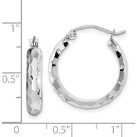 14K White Gold 21.2mm Diamond-Cut Medium Hoop Earrings with Rhodium-Plated Finish by 0