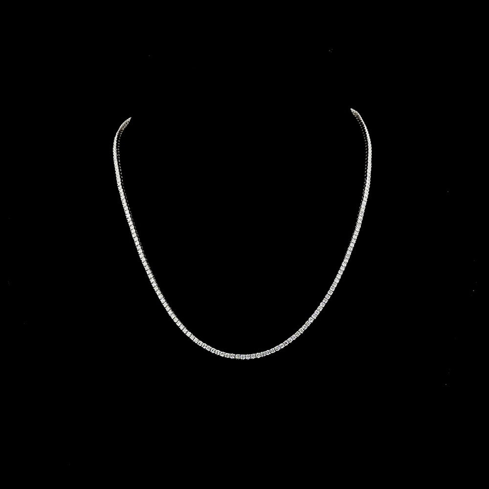 14K White Gold 21" Tennis Necklace with Prong Set Round Lab Diamonds - 4.69 Carat Total Diamond Weight - Covaloro Fine Jewelry