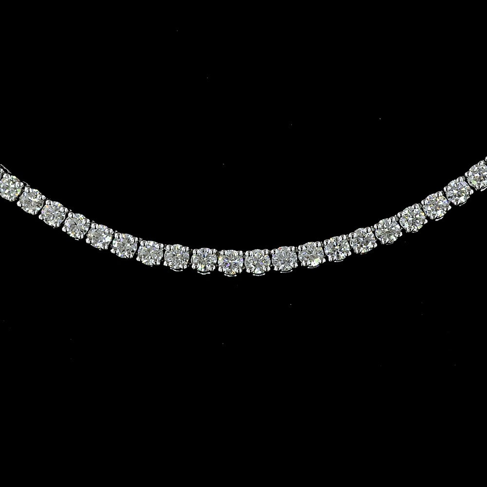 14K White Gold 21" Tennis Necklace with Prong Set Round Lab Diamonds - 4.69 Carat Total Diamond Weight - Covaloro Fine Jewelry