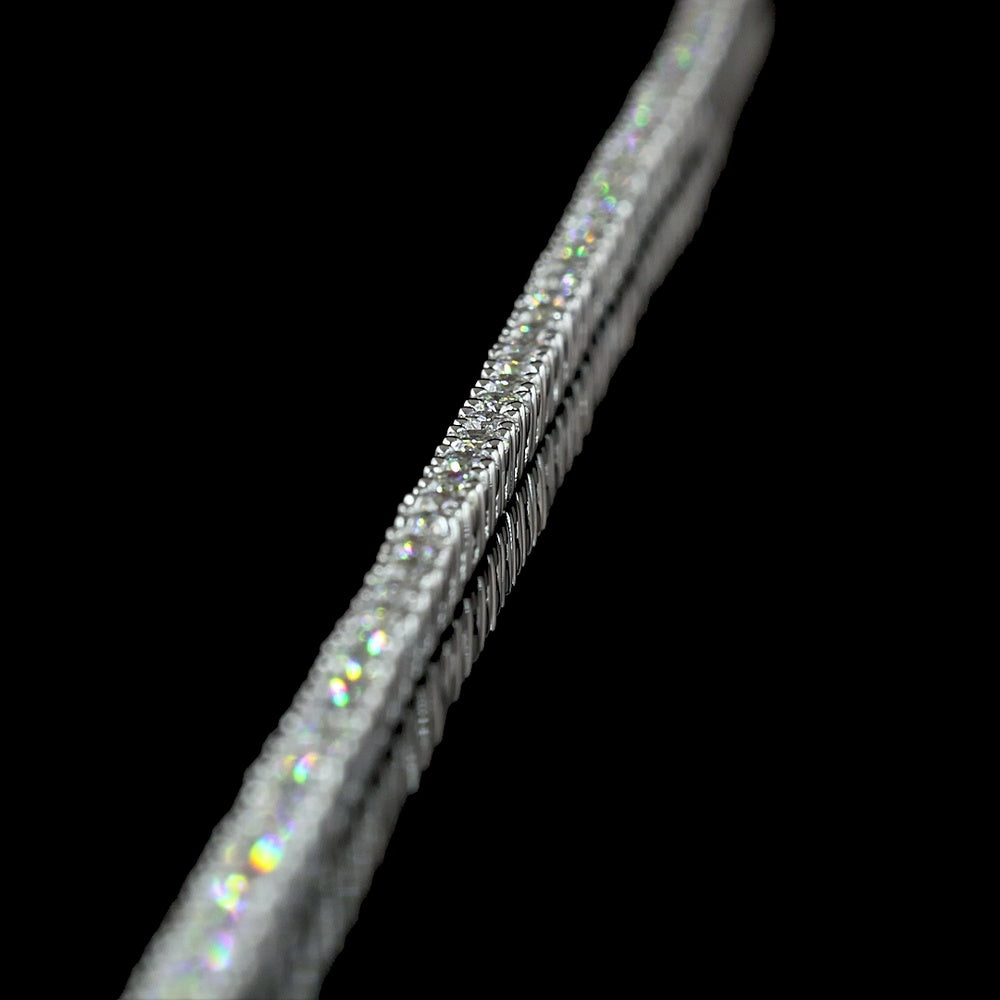 14K White Gold 21" Tennis Necklace with Prong Set Round Lab Diamonds - 4.69 Carat Total Diamond Weight - Covaloro Fine Jewelry