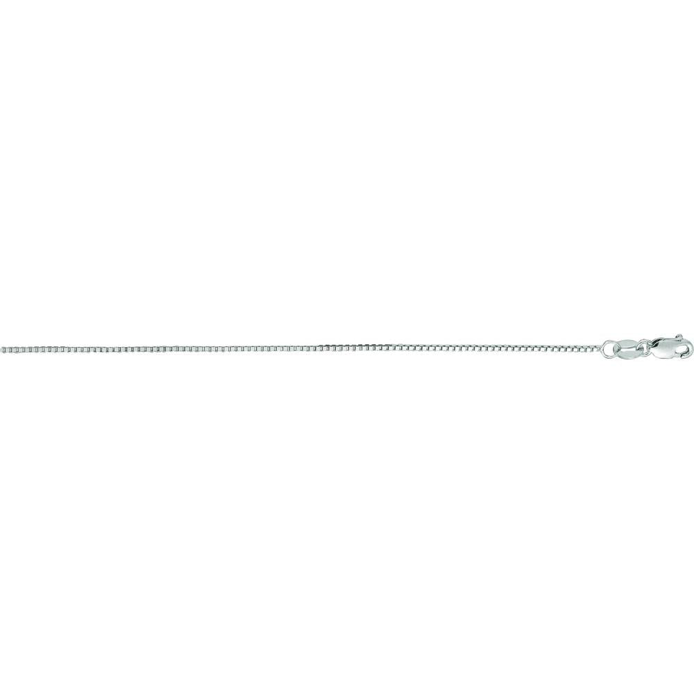 14K White Gold 22" 0.75mm Classic Box Chain Necklace with Polished Finish by Orozza Fine Jewelry