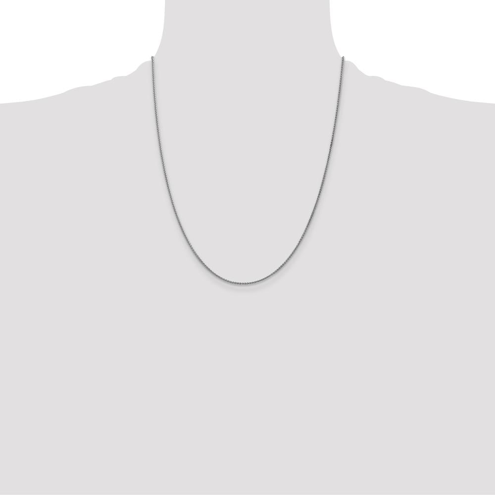 14K White Gold 22" 1.25mm Spiga Chain with Lobster Clasp - Polished and Rhodium Plated by Oro Pregiato