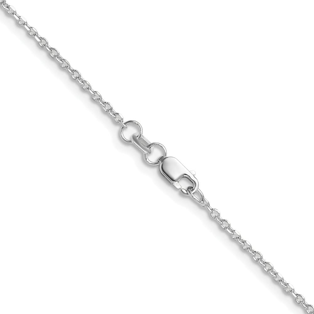 14K White Gold 22" 1.4mm Diamond-Cut Forzantine Cable Chain with Lobster Clasp by Oro Pregiato
